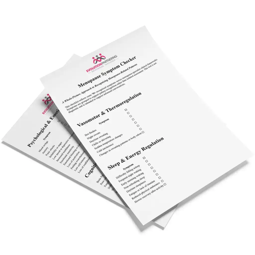 A checklist for tracking common menopause symptoms.