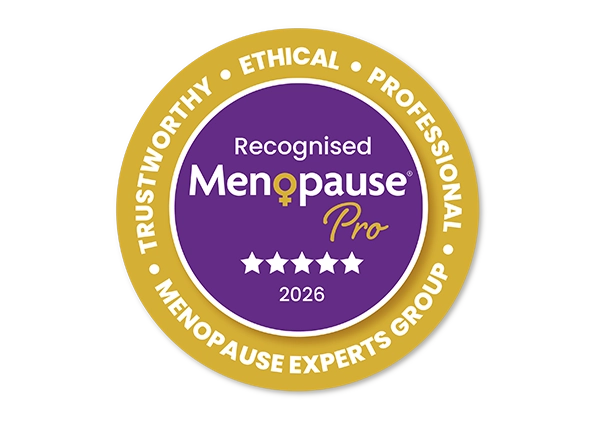 Recognised Menopause Pro 2026 certification badge.